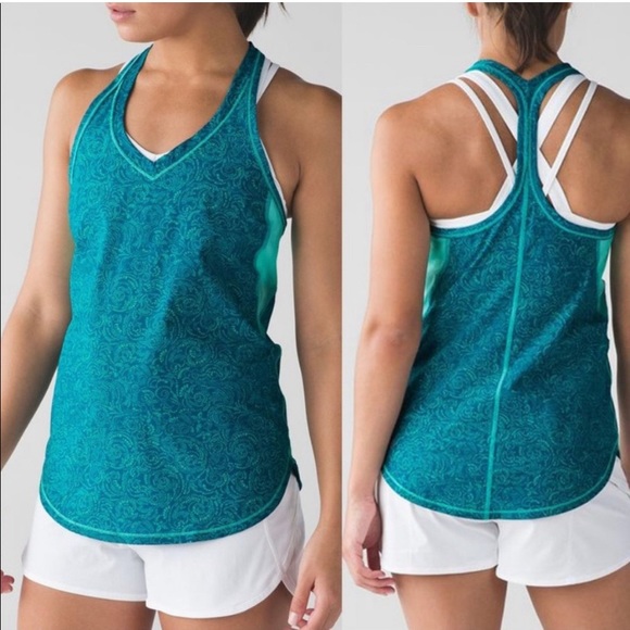 lululemon athletica Tops - Lululemon Fast Lane Singlet Tank stop in Foli Manifesto Bali Breeze Tofino Teal